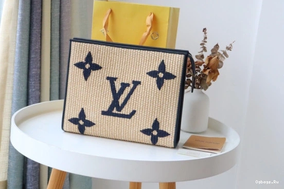 VUITTON LOUIS Monogram Toiletry Raffia Pouch 0120